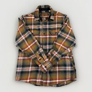 Orvis Classic  Flannel Shirt Jacket Men's Small Plaid Heavyweight Cotton